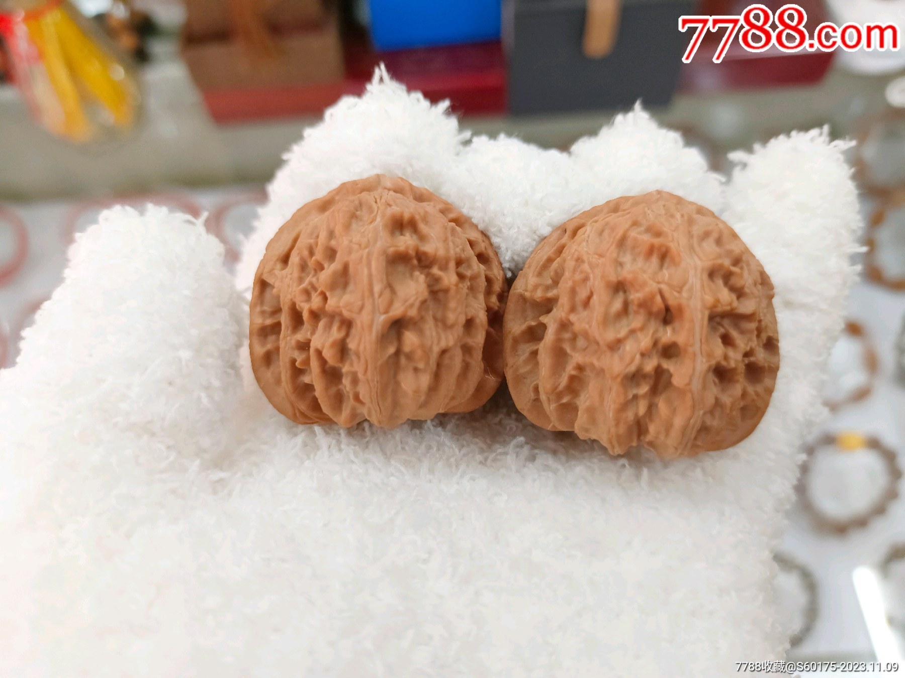 文玩核桃三角白狮子头