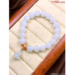 新疆和田玉一级白羊脂白玉圆珠手串手链一条.