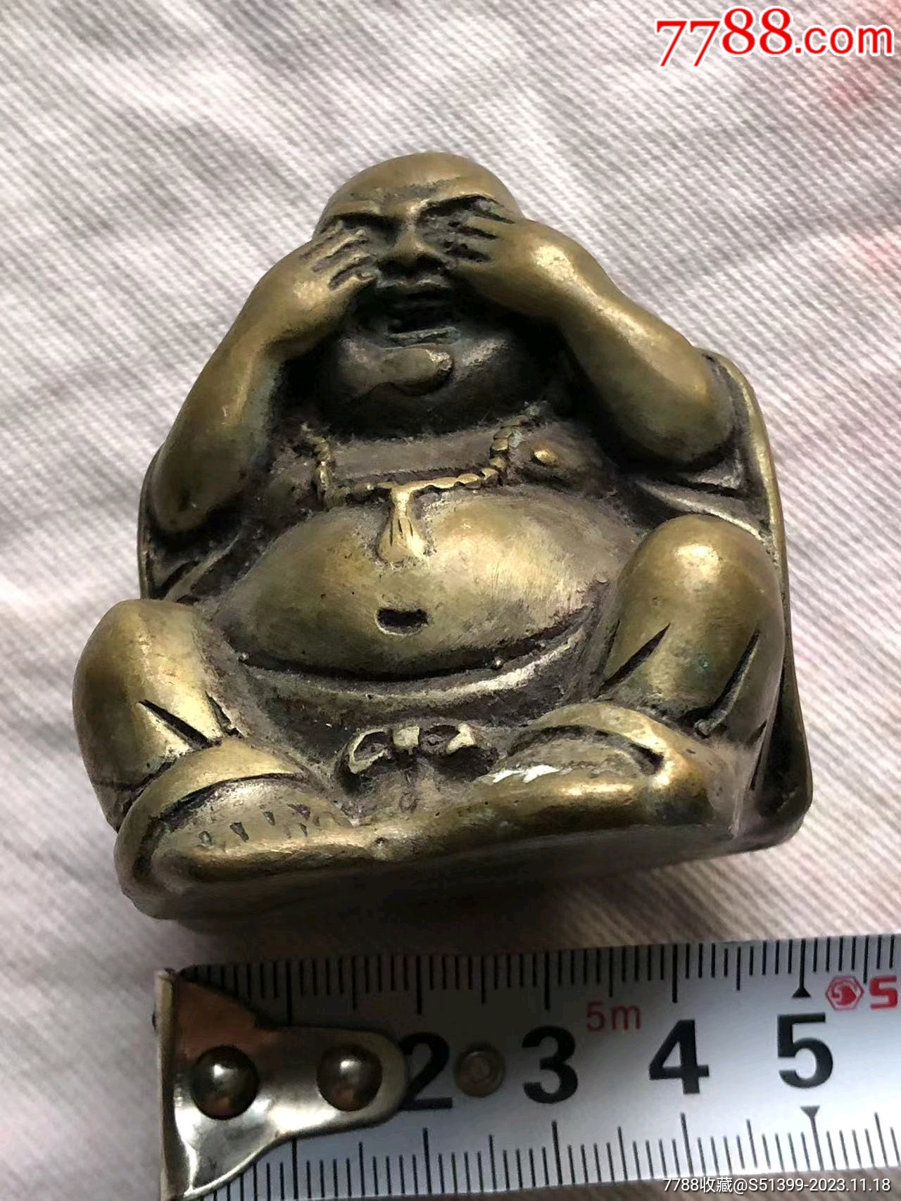 早期白铜弥勒佛铜像老铜像铜佛像