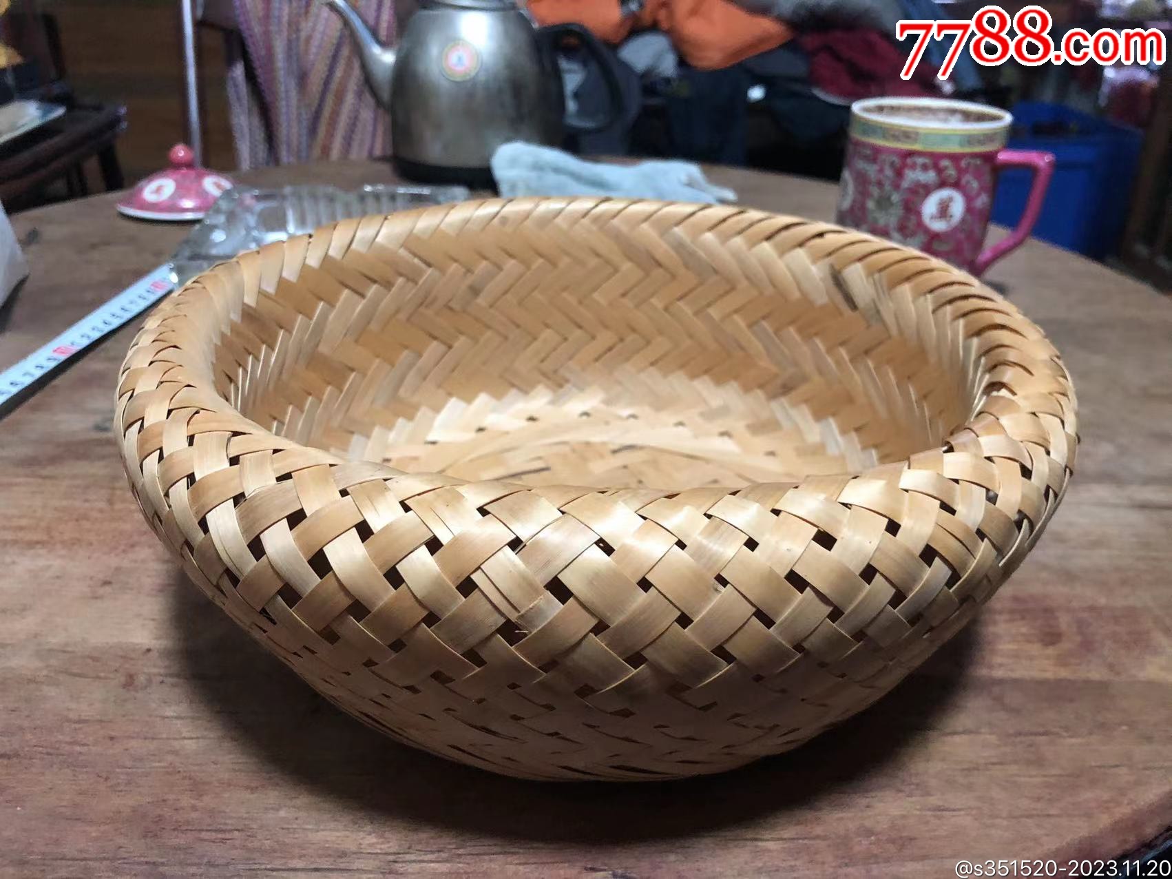 竹编篮子一个照片内有尺寸