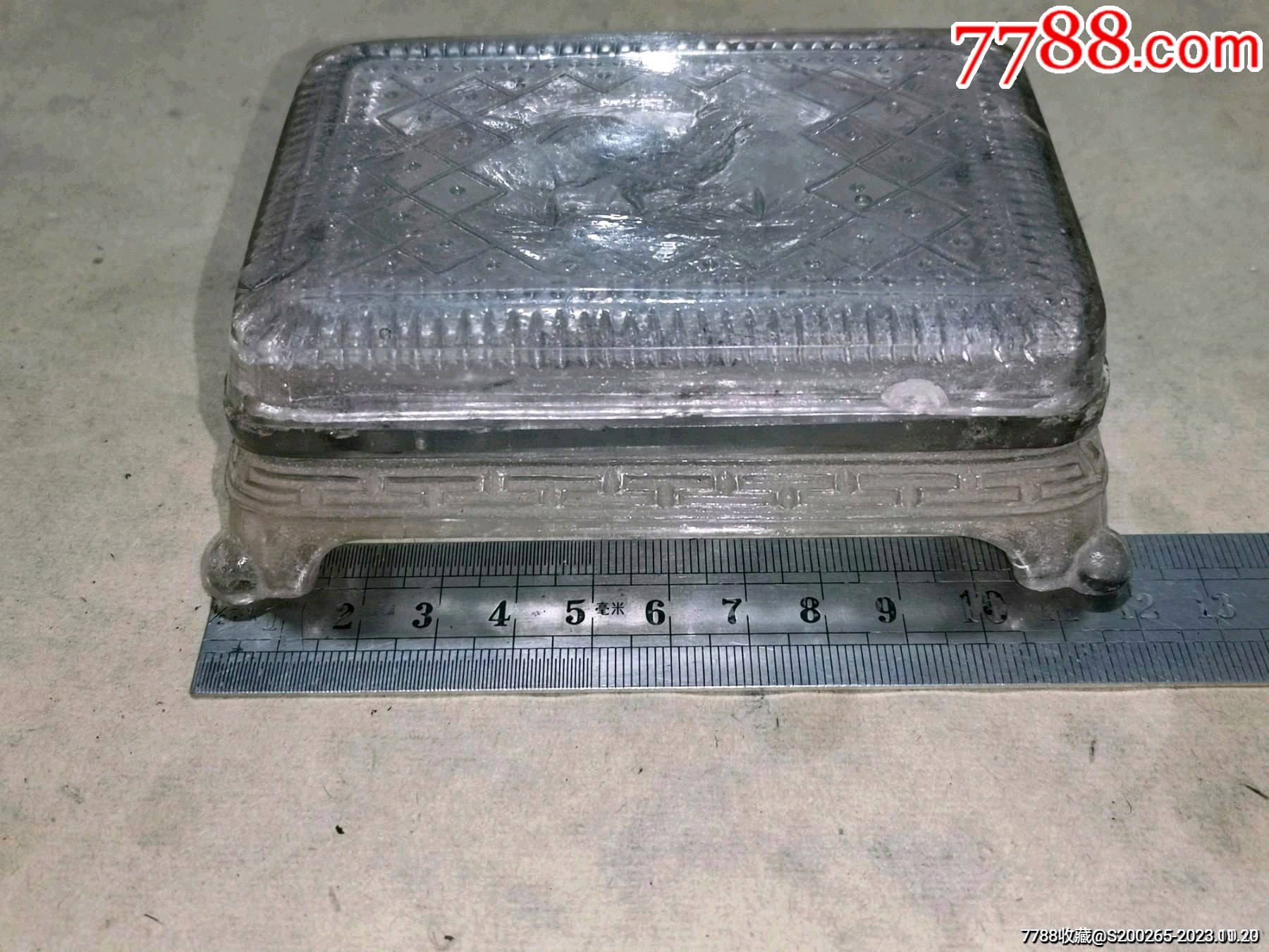 罕见的民国时期琉璃印泥盒漂亮典雅的升官牌玻璃琉璃印泥盒印章盒文房