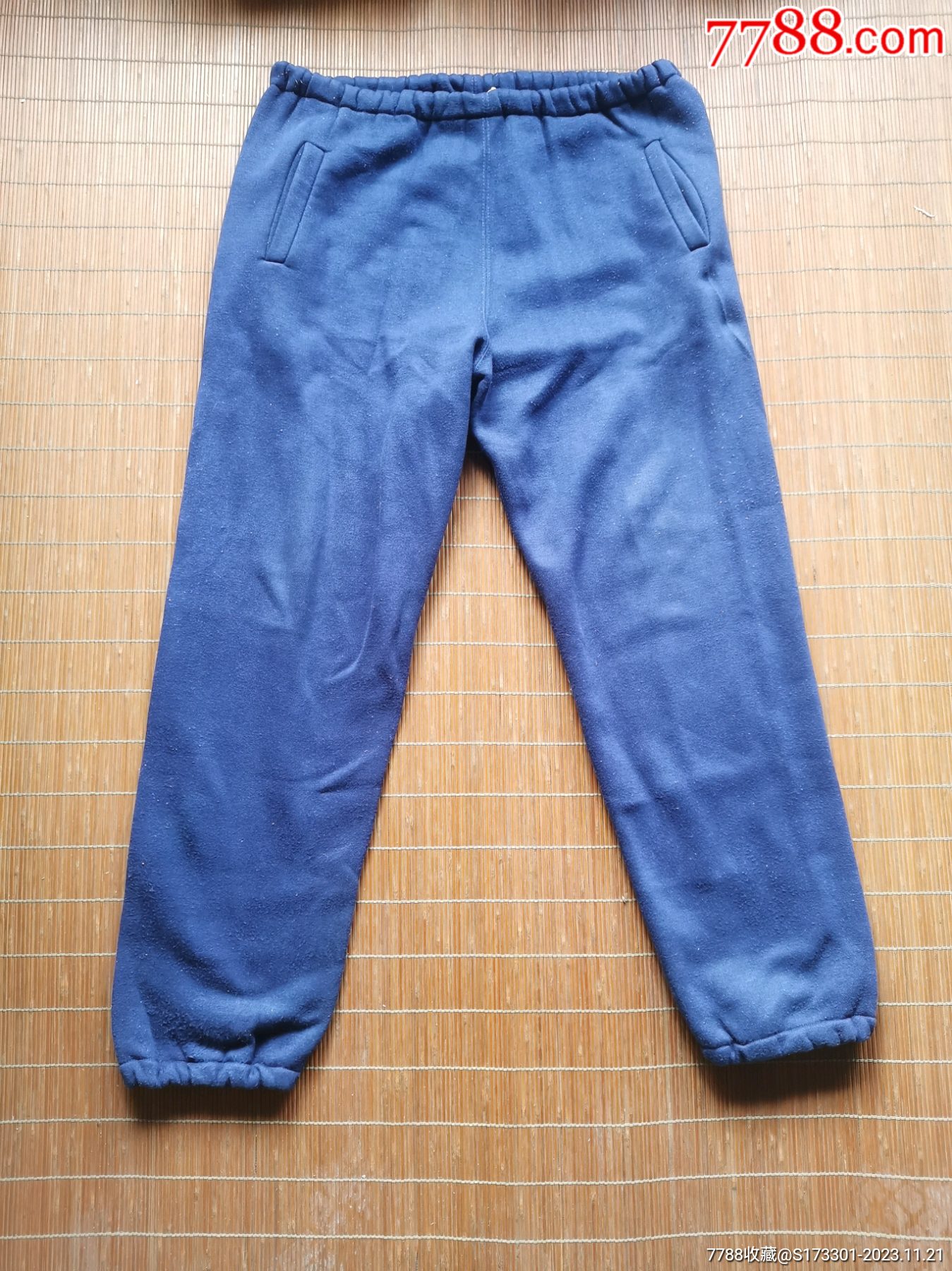 复古早期上海熊猫牌蓝色印15字样绒裤卫生裤运动裤休闲裤