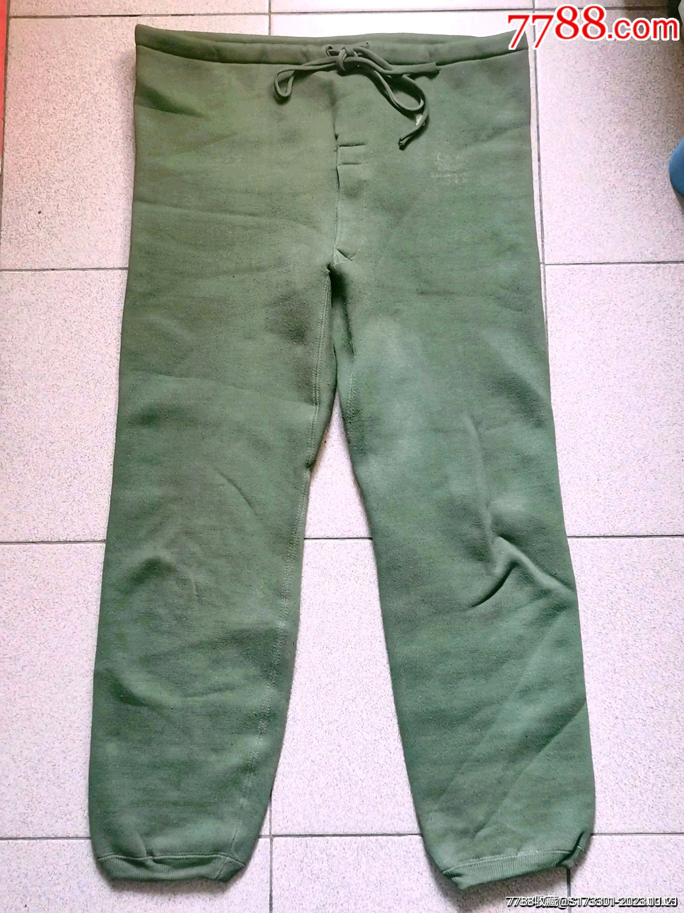 古着复古文服装武汉地产绒裤卫生裤运动裤休闲裤军绿色