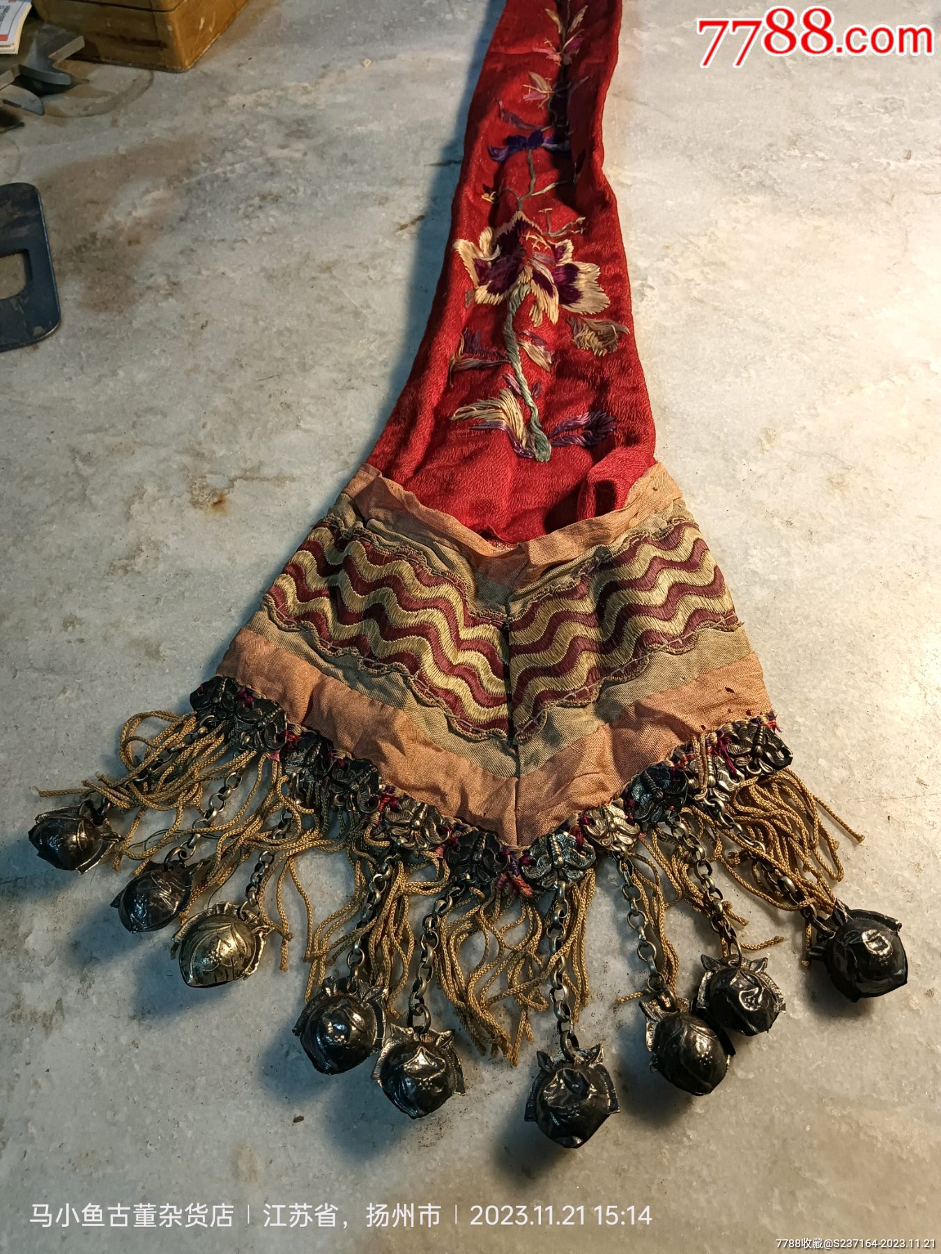 包邮旧物件银器铃铛刺绣老古董_价格152元【扬州马训雷古董店】_第1张