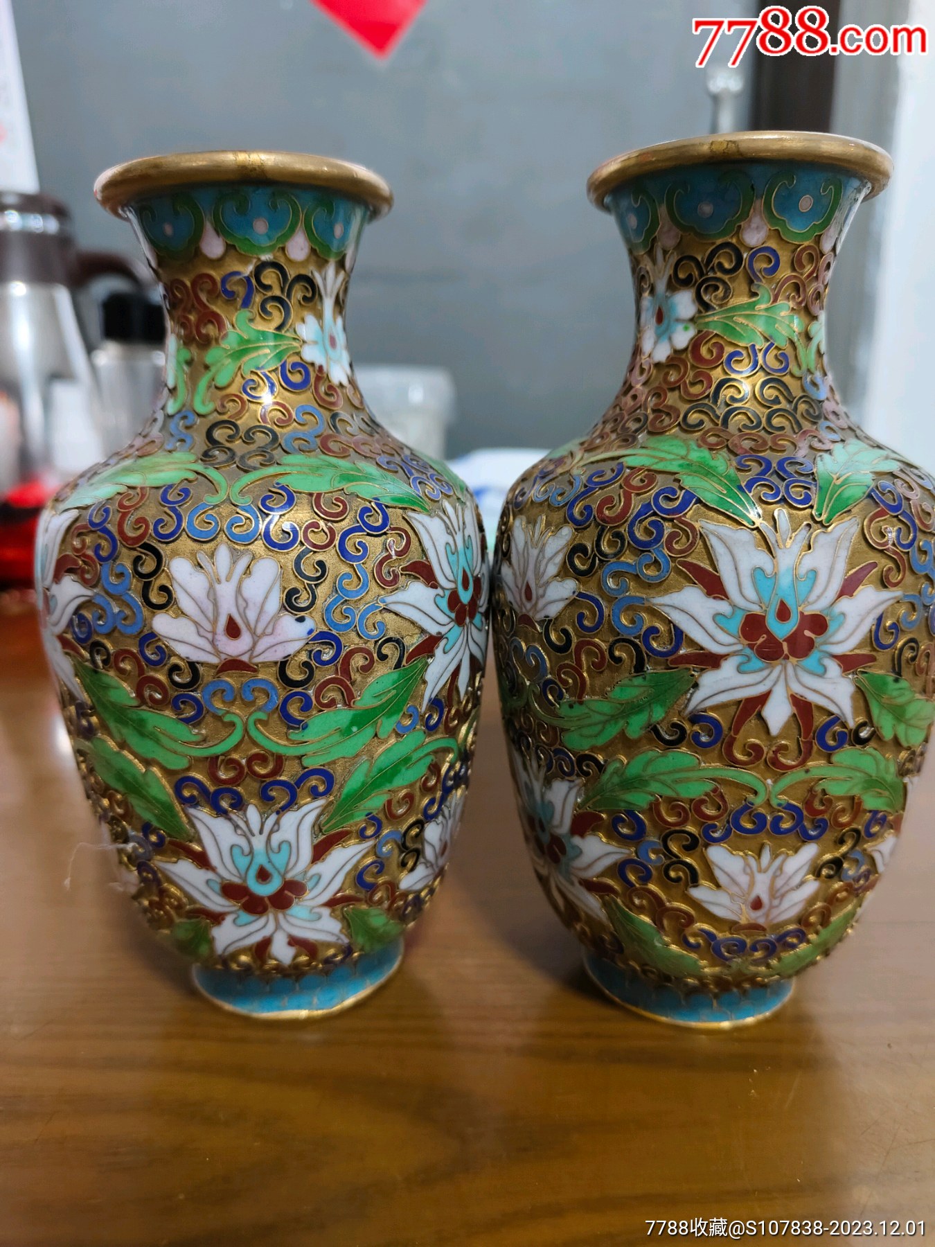 景泰蓝花瓶高全品无磕16厘米_价格300元_第1张