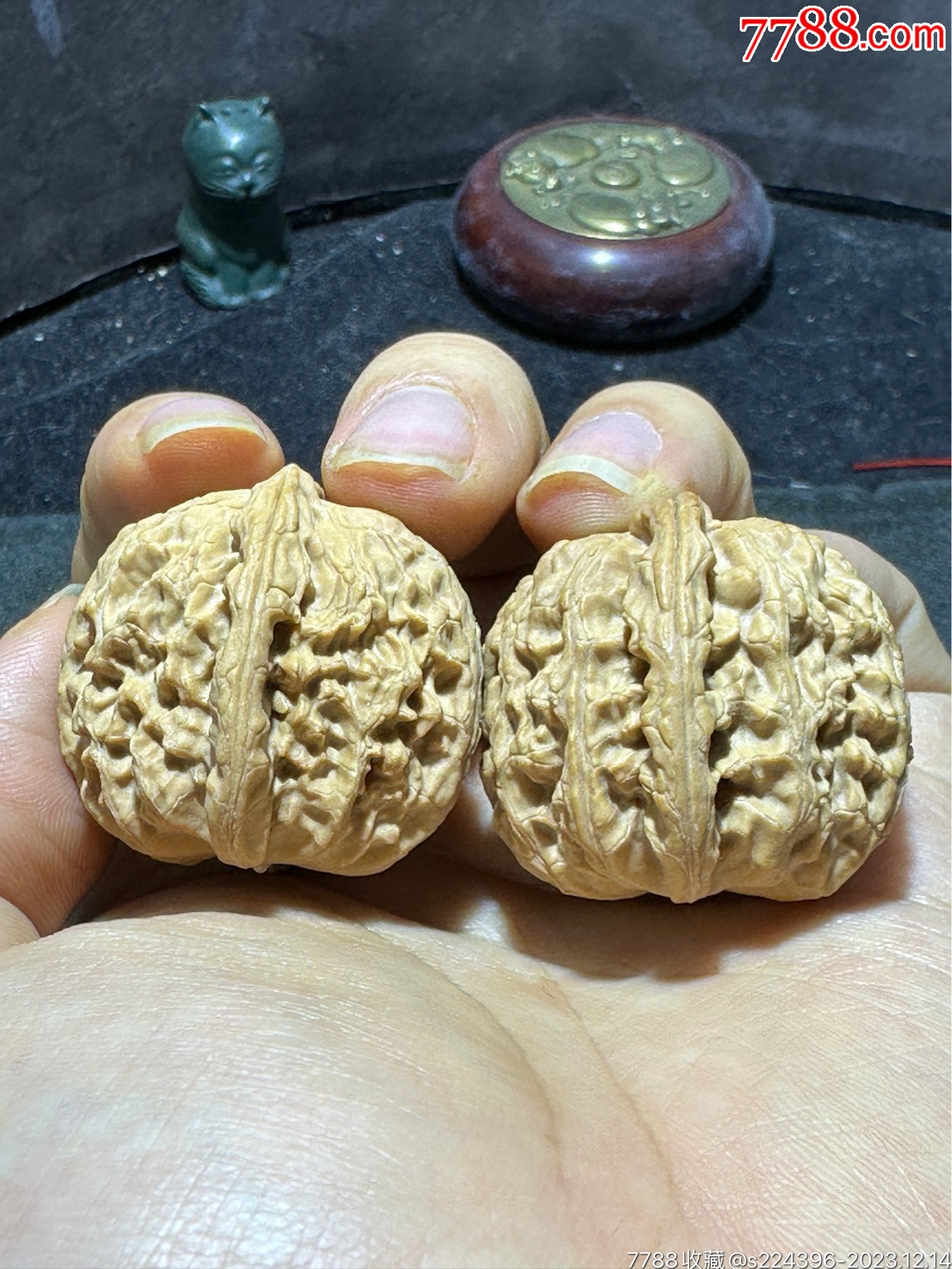 精美老树白狮子文玩核桃一对_文玩核桃_文玩迷福利社【7788收藏__收藏热线】