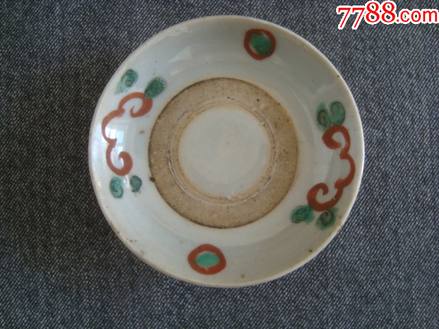 a7606明代五彩花卉纹小碟子全品少见老瓷器