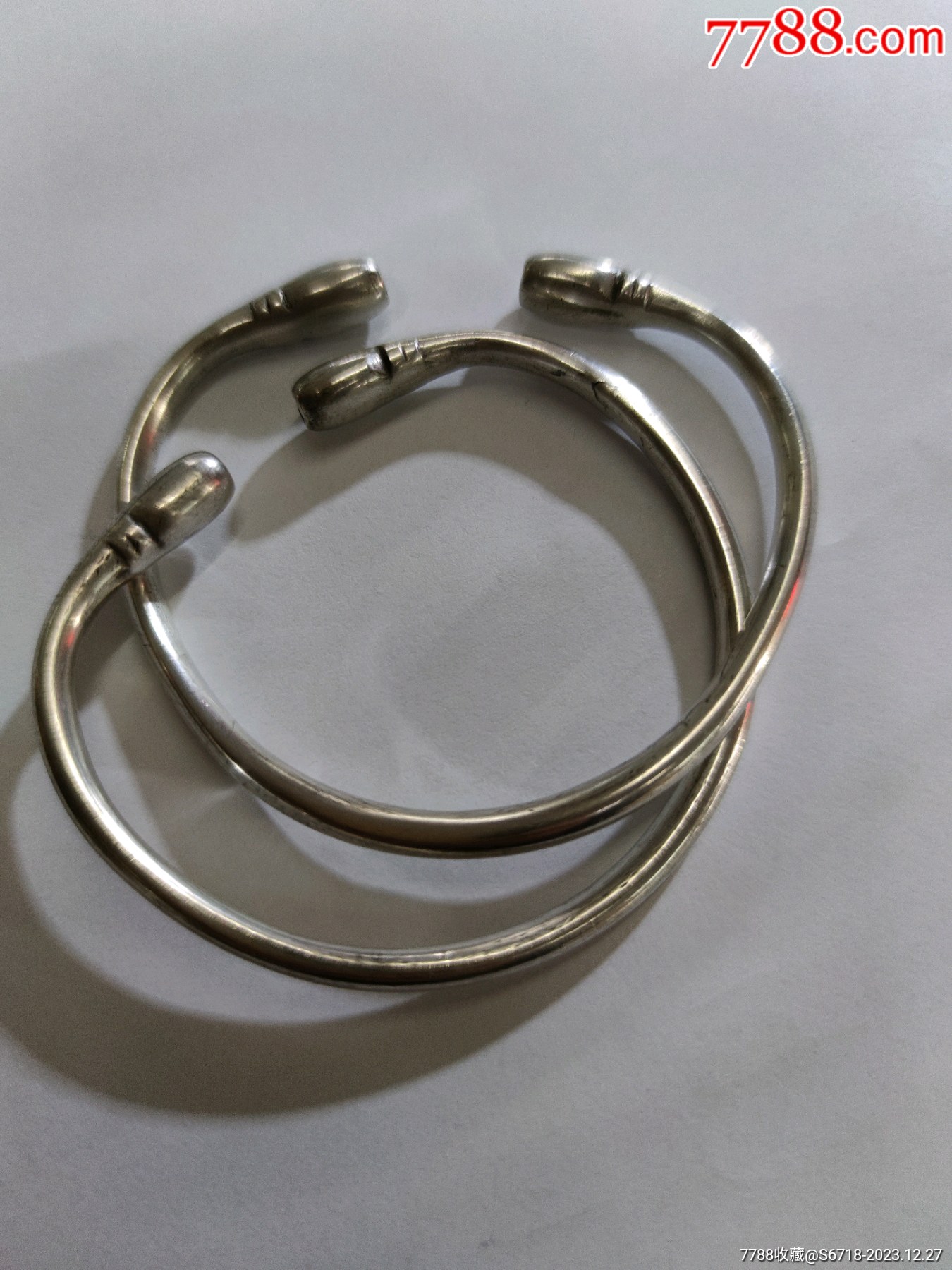 7788收藏__收藏热线>首页>拍卖>银镯>清代纯银素面