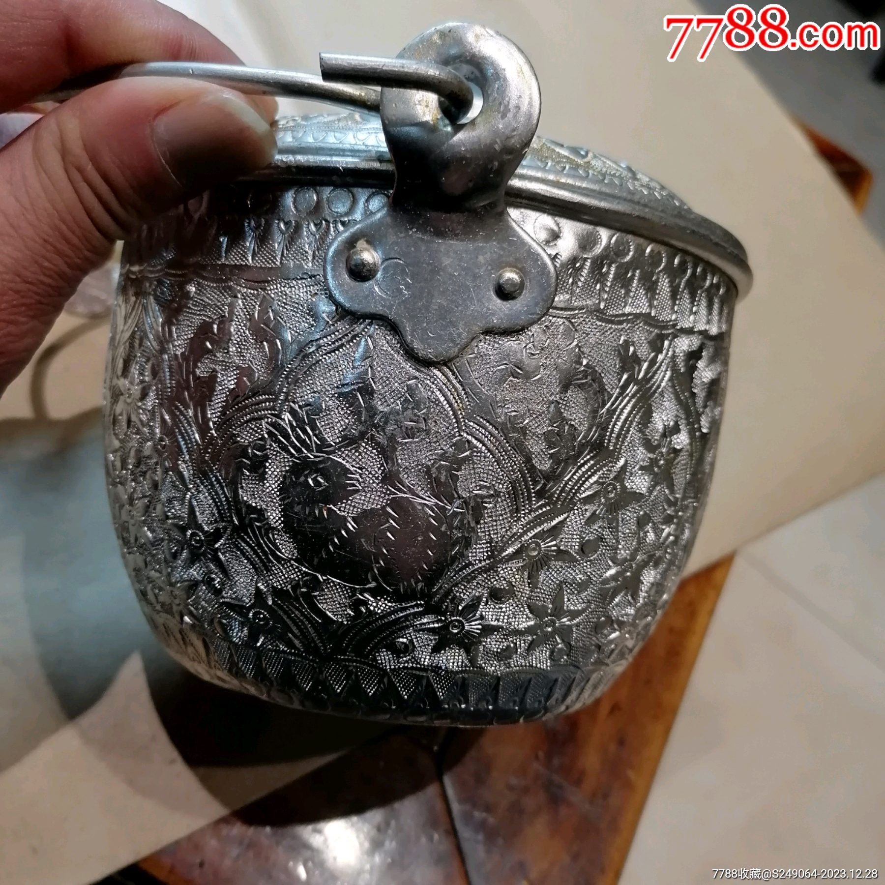 文左右钻石牌铝制满手工刻工提罐吧品相好未用过包真