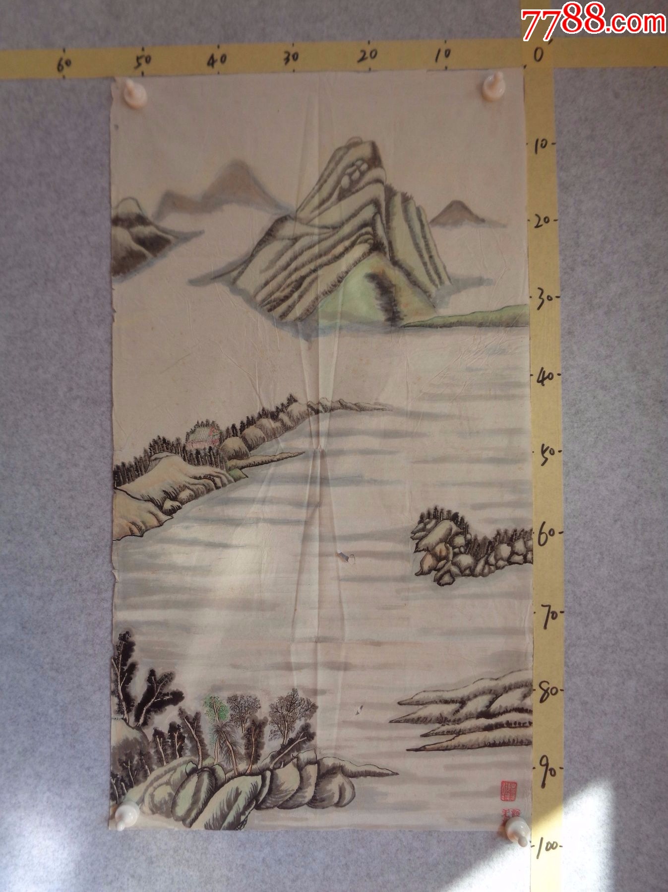 画109,本地一位藏家早年旧藏字画流出,绘画作品一幅(未装裱)_山水国画原作_逸墨书斋【7788收藏__收藏热线】