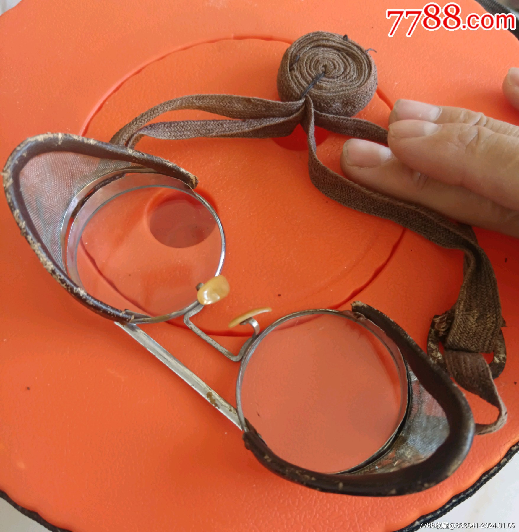 民国铜镀铬风镜(赛璐璐鼻托,五星标志,网透气降风砂)-墨镜/眼镜-7788