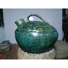 民国绿釉鱼篓罐