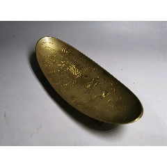 纯铜,黄铜制作茶船,手工雕刻人物纹饰,精美c36