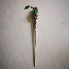 镶嵌宝石龙头簪中国风簪子古典气质发簪白铜镂空饰品