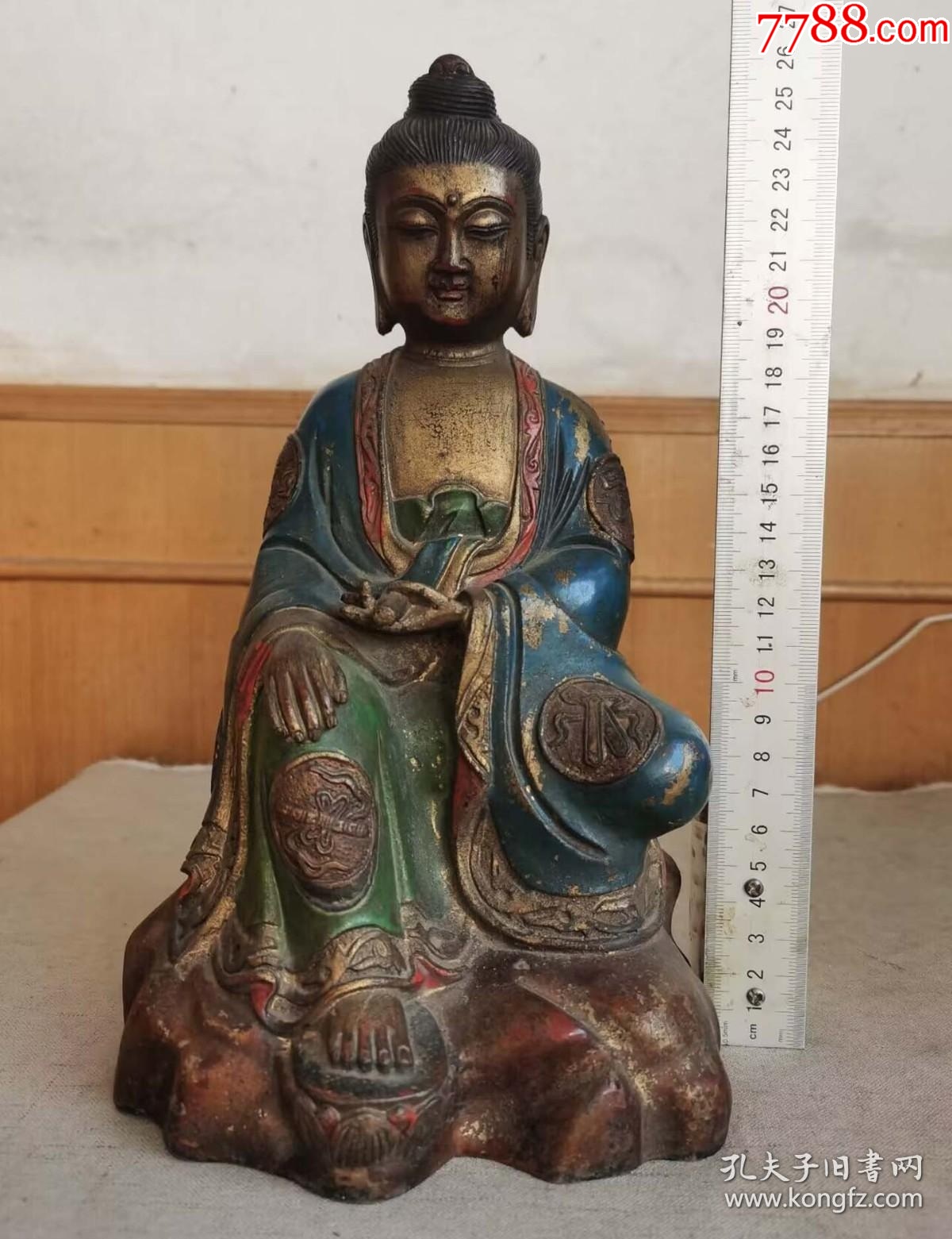 4斤多重的烤蓝彩绘铜佛像_价格400元_第1张