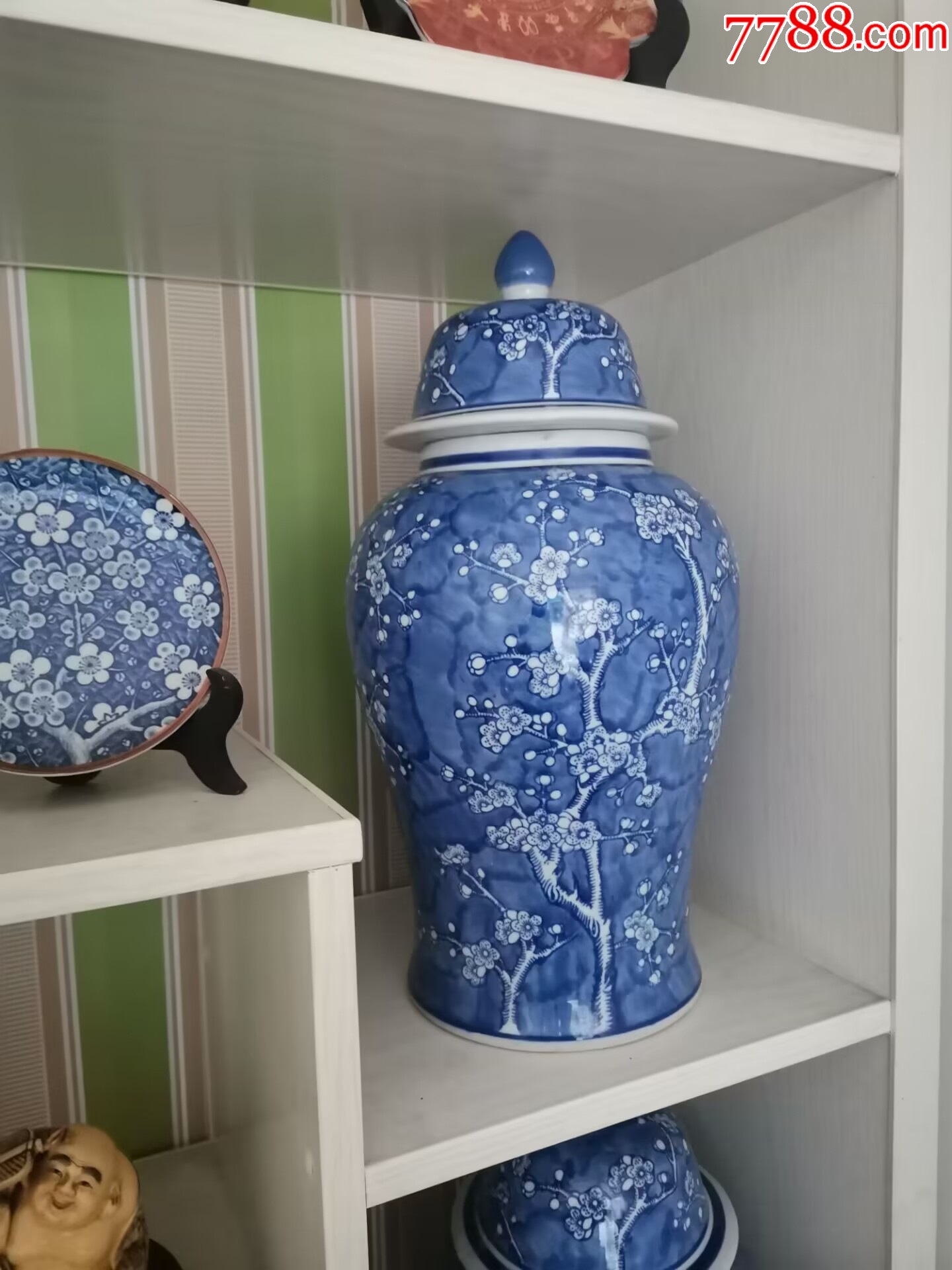 567创汇期青花留白梅纹将军罐一只(全美品)_价格220元_第1张