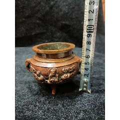 皮壳包浆老辣的铜香炉一尊底款不认识照片内有尺寸重量