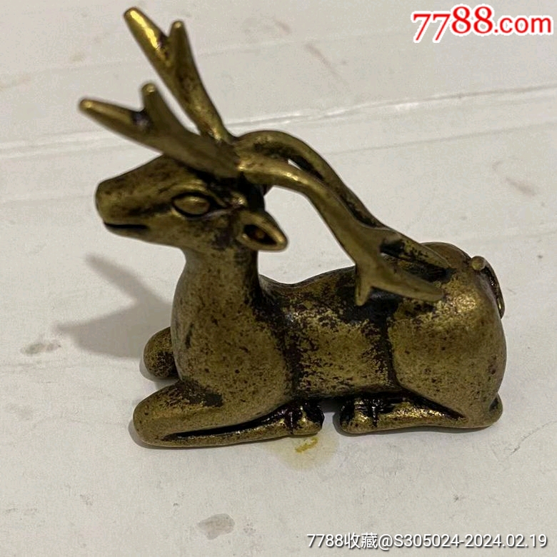 纯铜驯鹿小摆件铜梅花鹿铜鹿茶宠尺寸5185厘米