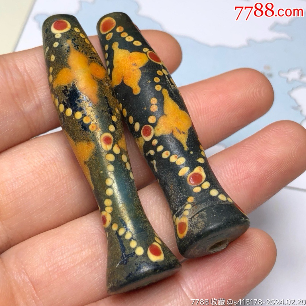 乡下偶遇老者珍藏老琉璃古珠小鱼尺寸约5714毫米重量265克