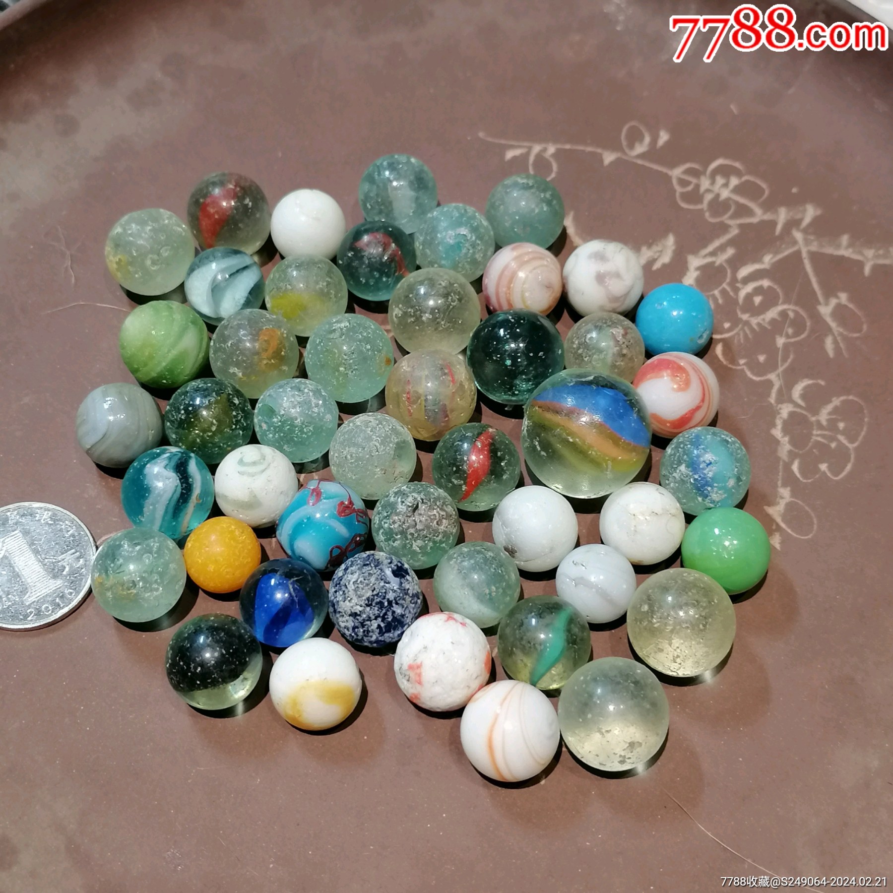 早期玻璃珠46颗,如图包真-价格:10元-au36898938-玻璃珠/球 -加价-778