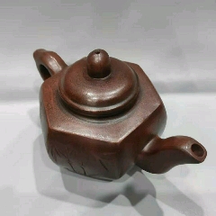 台湾回流茶壶收藏老紫砂壶原矿红泥顾景舟制梅兰竹菊六方壶450cc