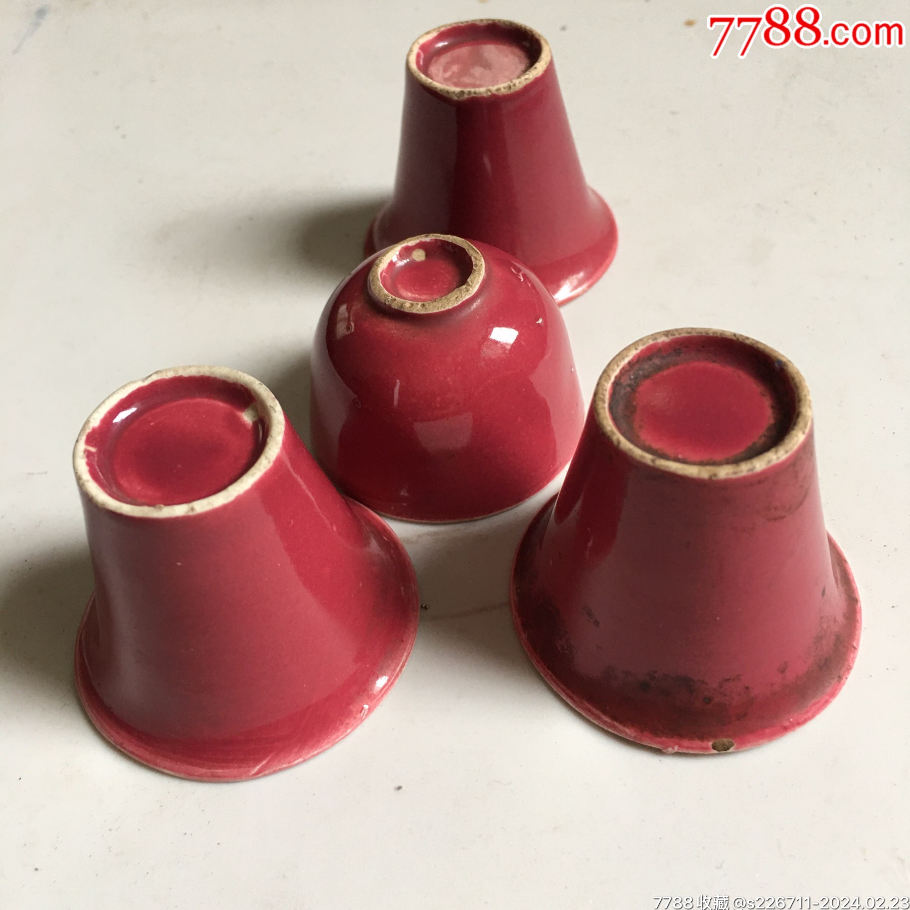 民国红釉小杯4个-价格:20元-au36914597-红釉瓷