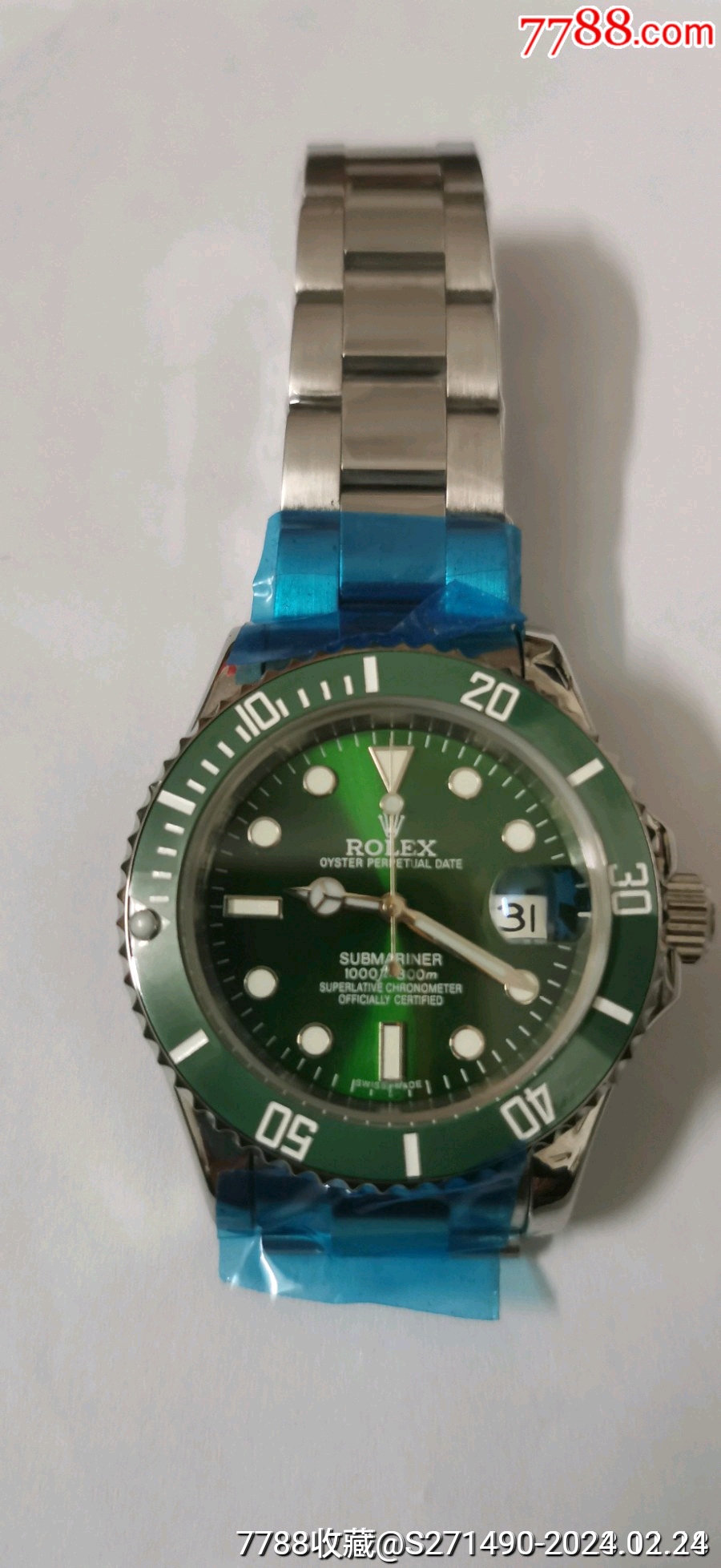 库存没使用过自动机械男表单向旋转陶瓷外圈绿水鬼锁坝头带夜光走时