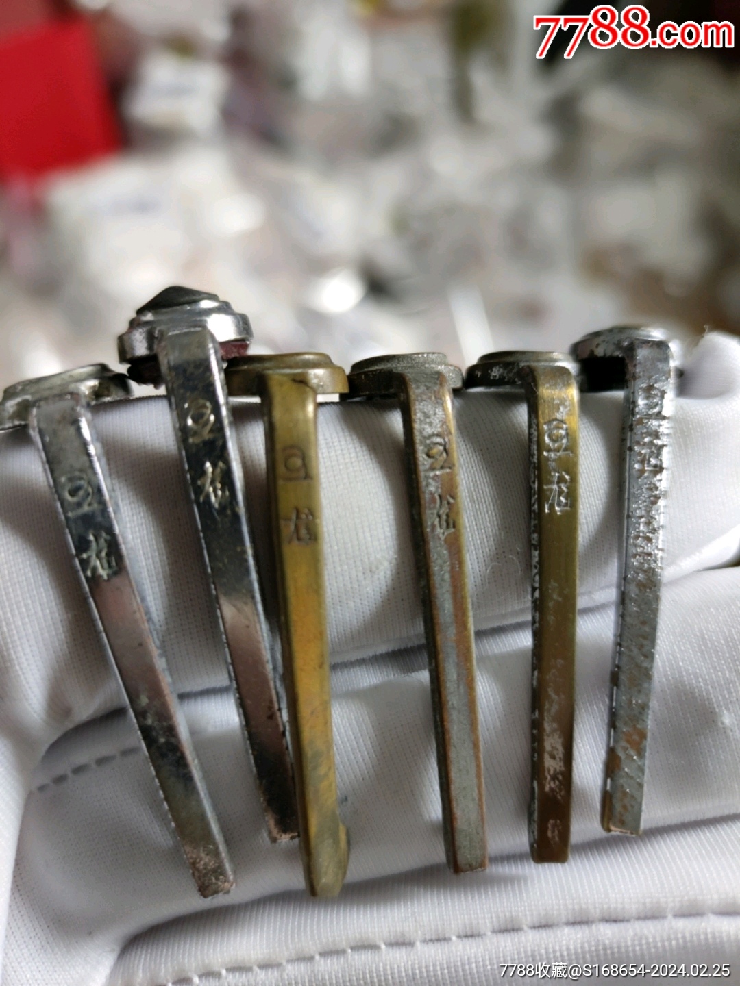 编号156老古董玉龙金笔笔格头6个合拍非常稀缺美品