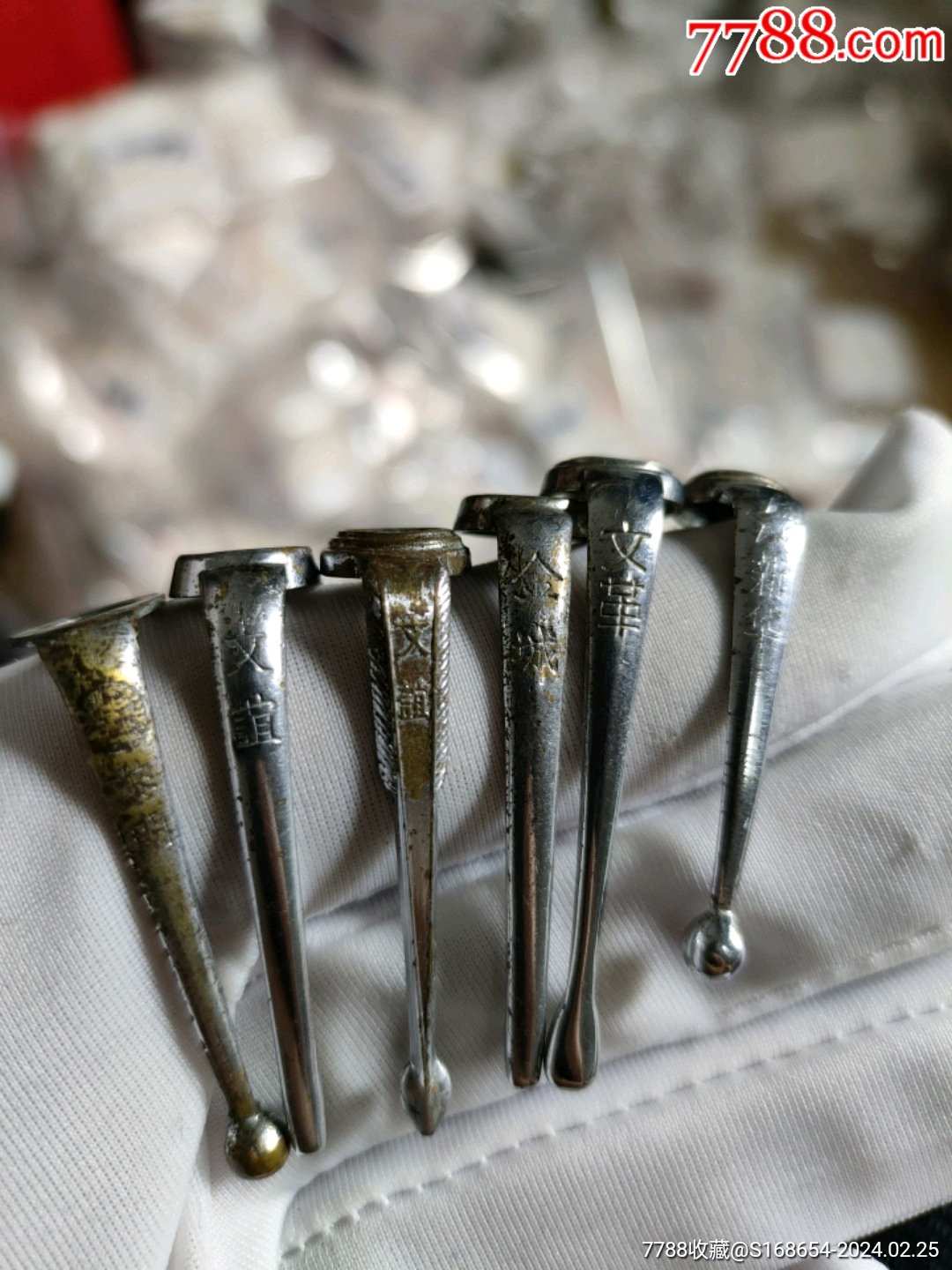 编号160老古董金笔笔格头不同6个合拍非常稀缺美品