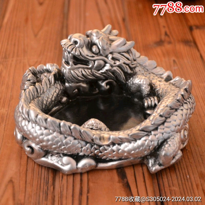 中国风装饰烟灰缸家用材质混合石粉浇筑环保油漆长17宽12高8厘米