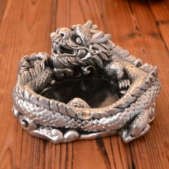 高档青铜烟灰缸大号防飞灰防摔密封带盖