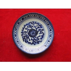 六七十年代篆书方款景德镇制椭圆形青花盘