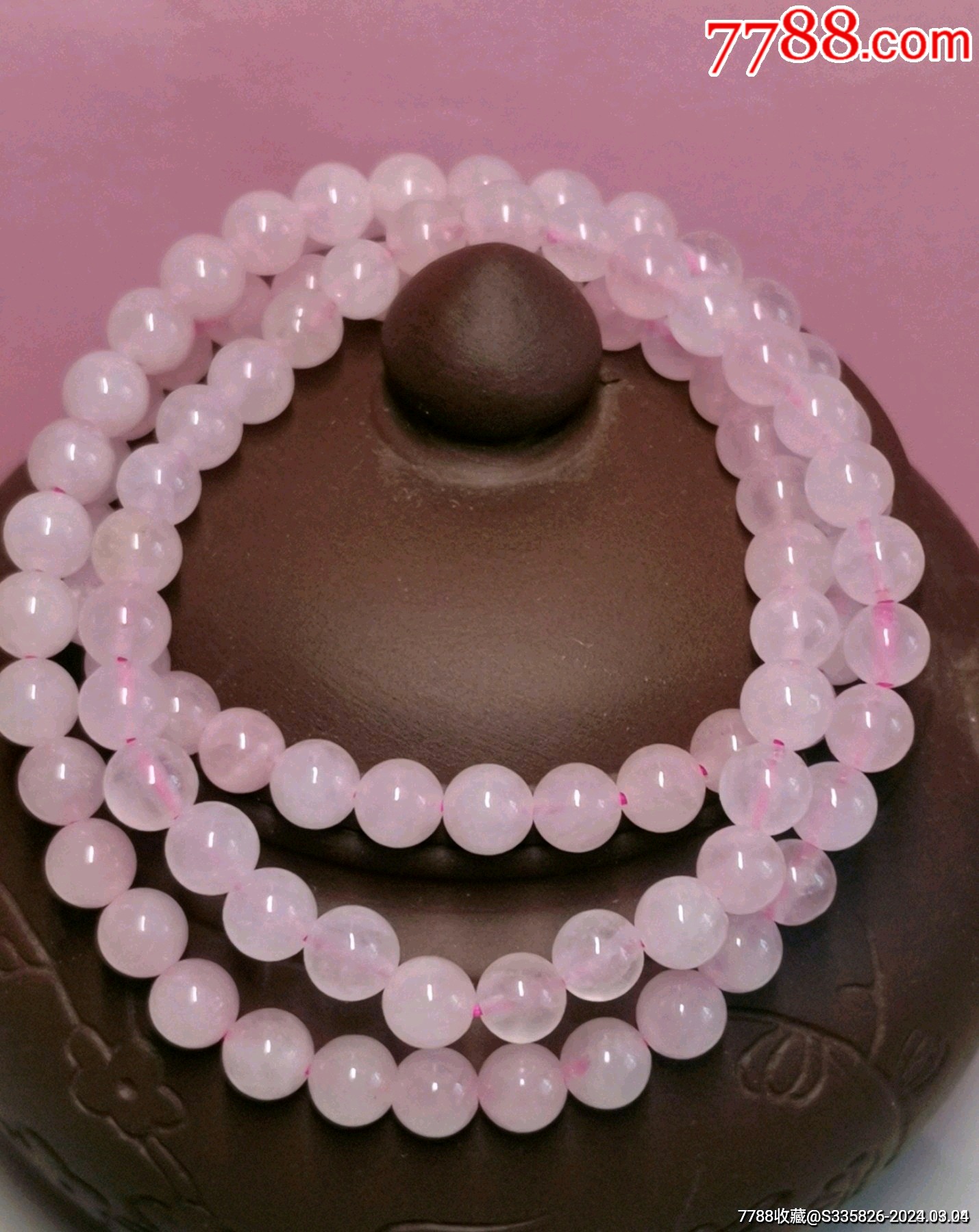 天然精品马达加斯加进口粉水晶圆珠多圈女士手串一条实物拍摄粉色水晶