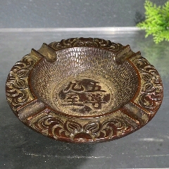 高档青铜烟灰缸大号防飞灰防摔密封带盖