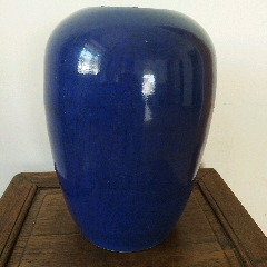 清代宝石蓝釉冬瓜大坛