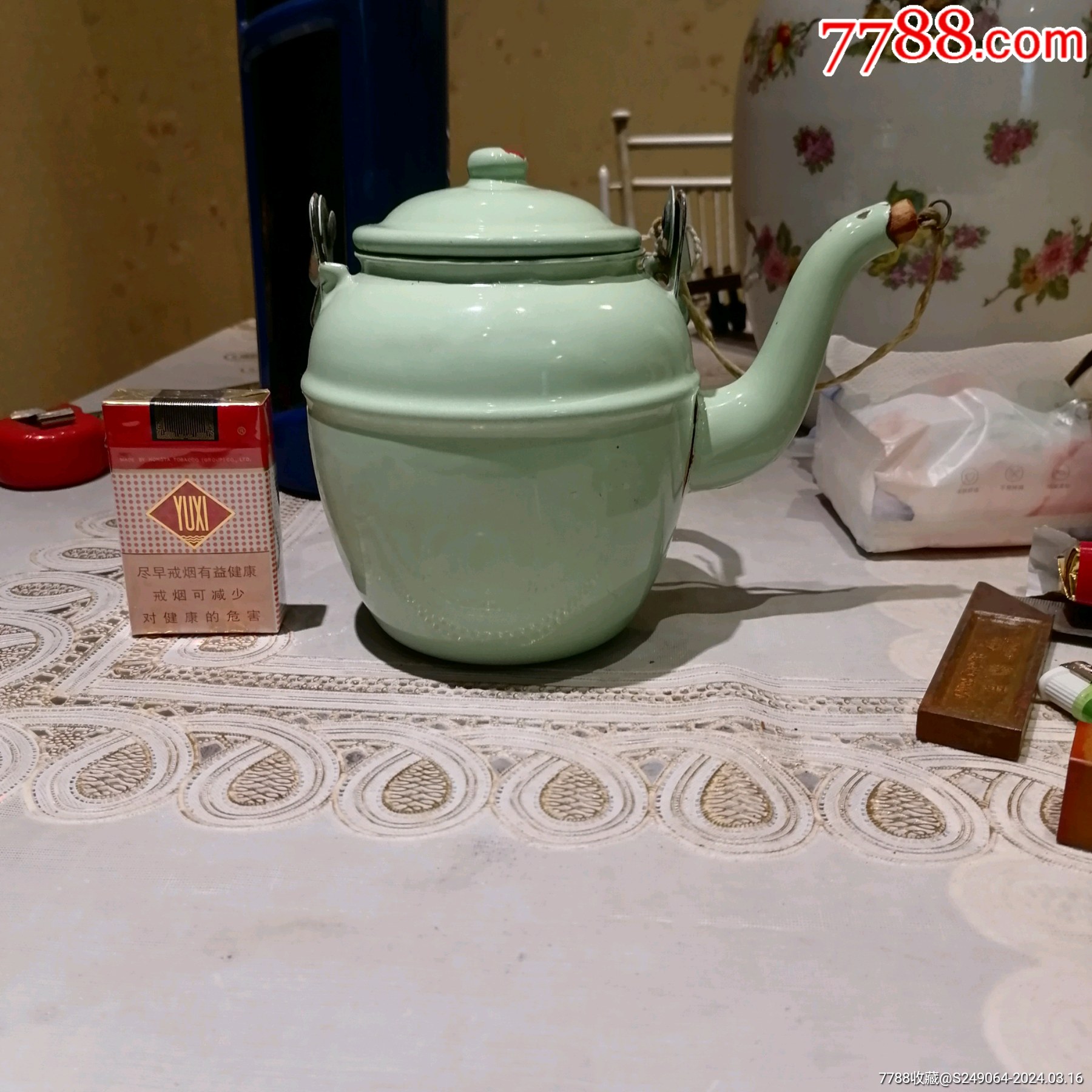 文左右水库牌搪瓷壶整体品相不错包真
