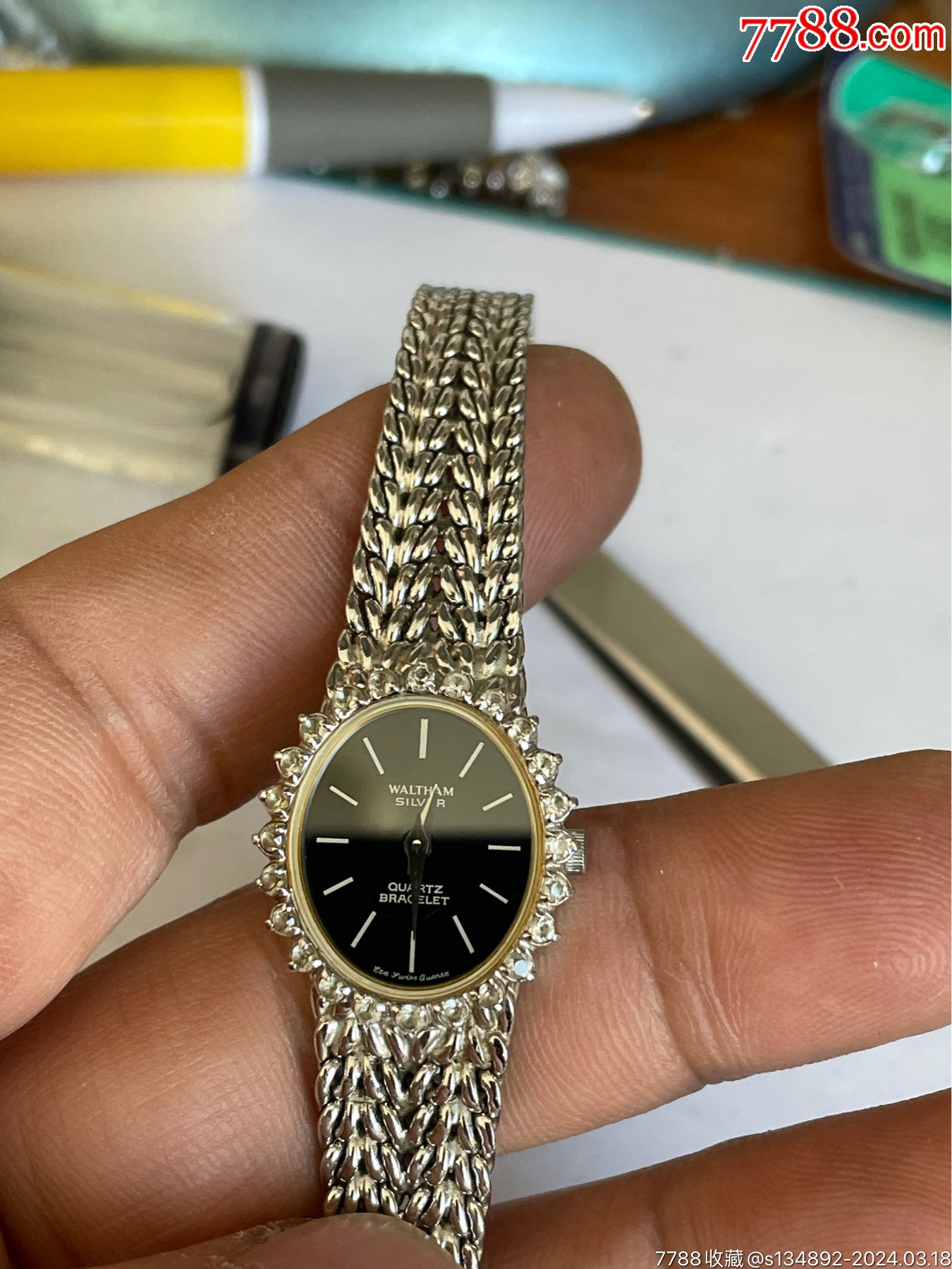 近新品瑞士产华生925银女石英表