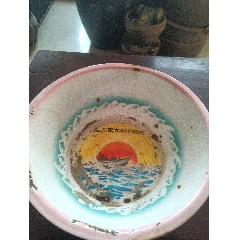 怀旧老搪瓷盆山西太原东方红厂大寨红花遍地开