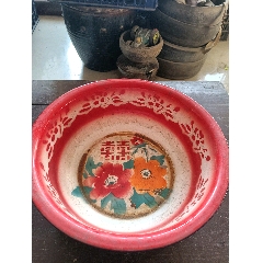 怀旧老搪瓷盆山西太原东方红厂大寨红花遍地开