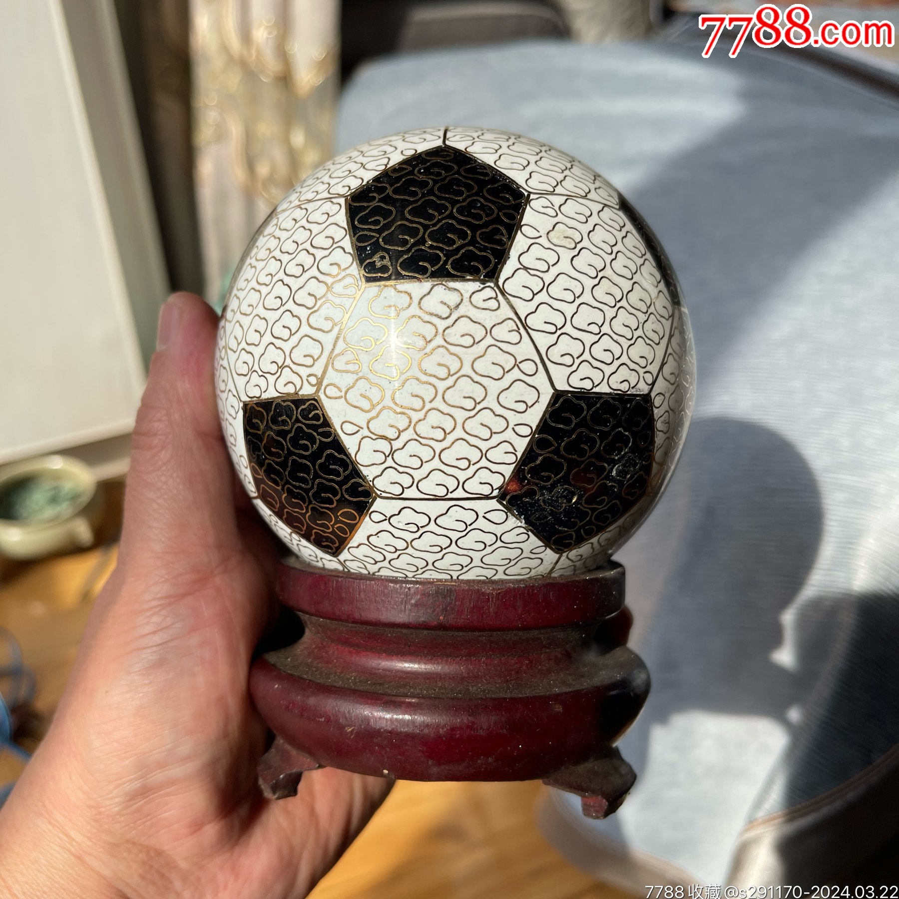 老北京铜胎掐丝珐琅景泰蓝足球-价格:200元-au37197328-景泰蓝/珐琅