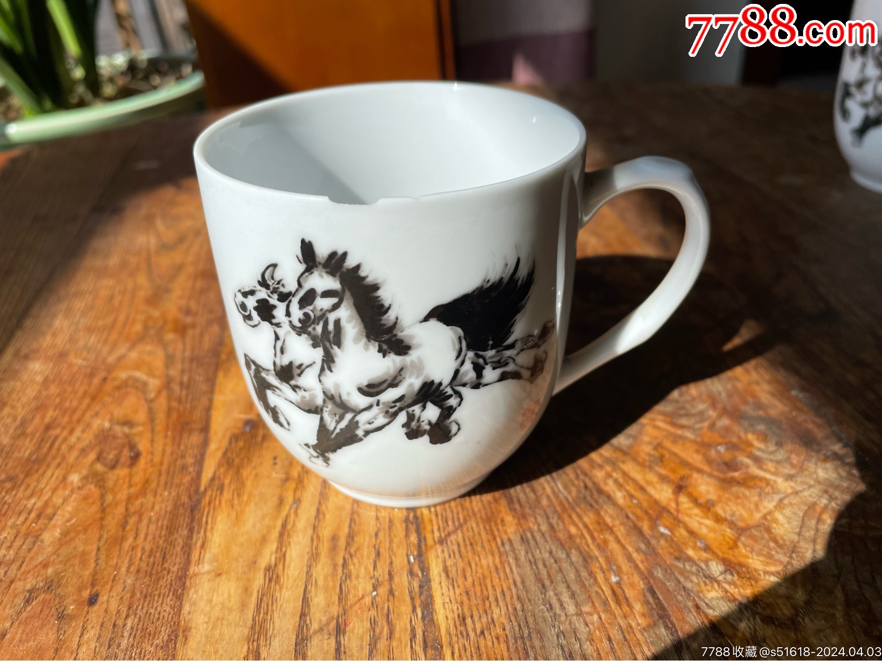 七八十年代醴陵国光瓷厂马到成功图茶杯