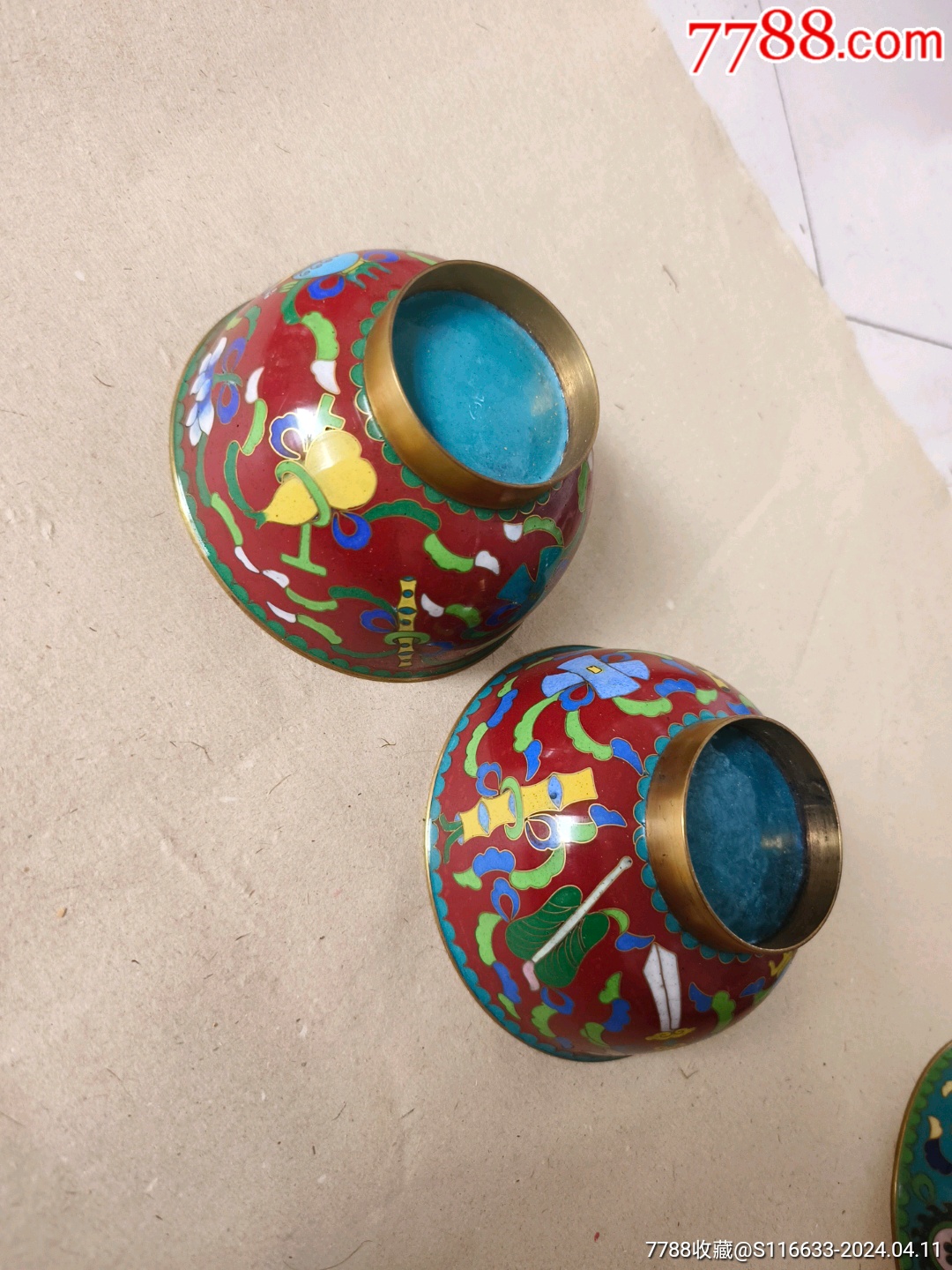 景泰蓝,碗,红色,一对2只,看好图,_价格10元【文之缘】1080_1440竖版