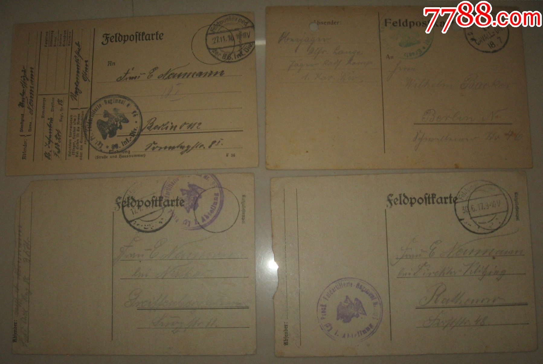 第一次世界大战期间德意志第二帝国德国191617年免资军邮事邮件