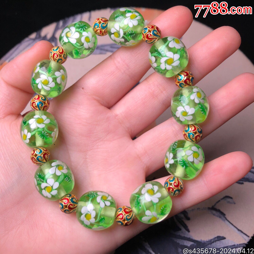 老料流光溢彩花琉璃手链尺寸约:15毫米*10颗"*坐常思己过,_价格299元>