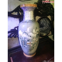 七十年代的老枫溪彩绘浅绛彩山水雪景大花瓶高度60画工精细，完整。如图所示发货_彩绘瓷/彩瓷_￥270
