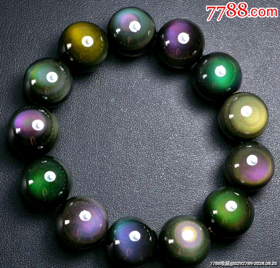 10元起放漏拍墨西哥天然精品彩虹眼黑曜石圆珠手链手串一条漂亮的彩虹