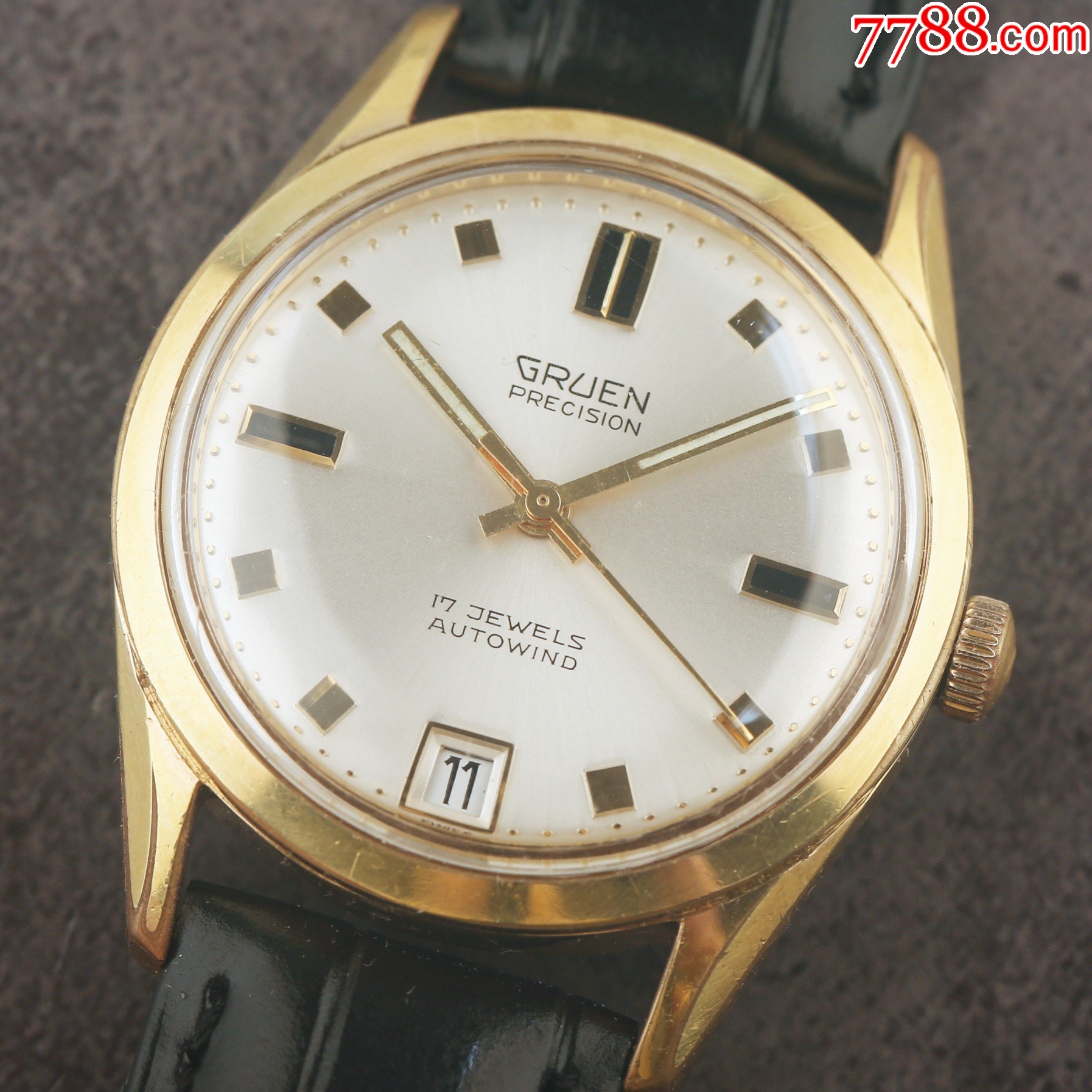 瑞士高路云古董表跟劳力士短暂合作过的品牌复古地窗日历_手表/腕表