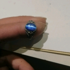 民国银嵌蓝猫眼戒指，品相好，如图，包真_银戒指_￥192