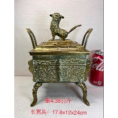 晚清·冲天耳狮钮大明宣德铜熏炉，大型錾刻细路铜香炉(au37558292)