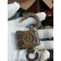 编号940，清代紫铜铜锁有钥匙美品，一切正常_铜锁/铜钥匙_￥101
